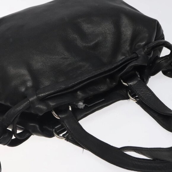 PRADA Hand Bag Leather Black Silver Auth sw622 - Picture 7 of 16